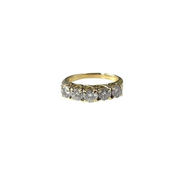 14K Yellow Gold Diamond Wedding Anniversary Band Ring Size 5.75 #23793 - Picture 2 of 8